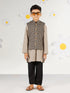 Boy's Black Jacket, Kurta And Pyjama Set